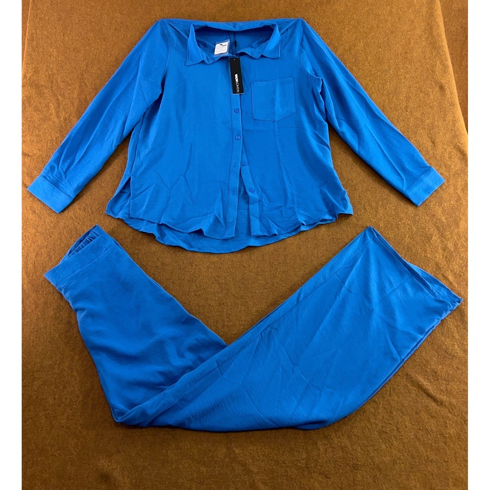 Fashion Nova Womens Medium Blue Makenzie Pant Set 2 Piece Lounge Set NWT